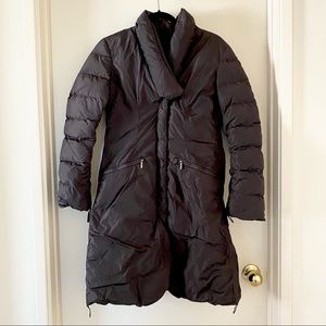 Add Down Quilted Long Puffer Coat Brown